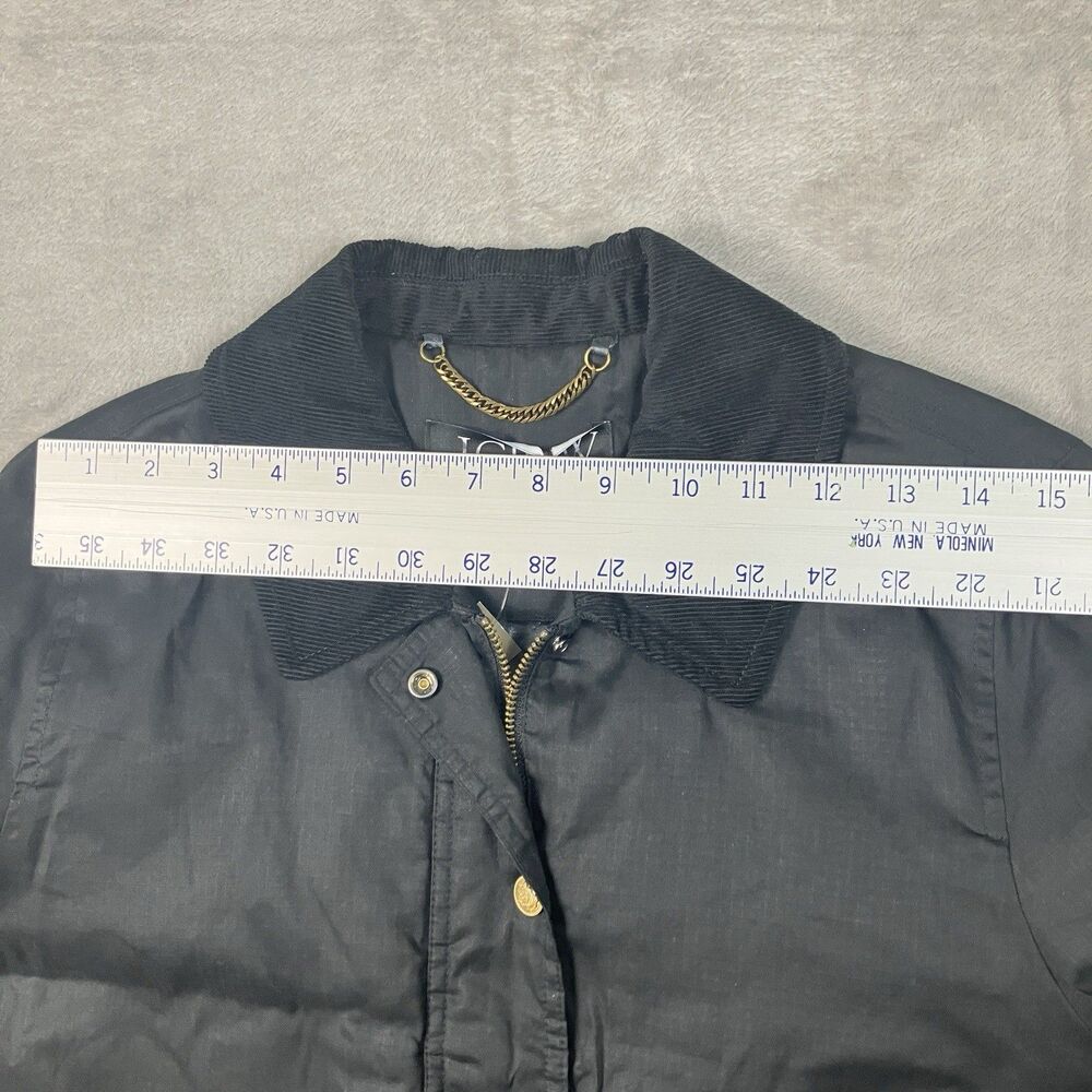 J Crew Barn Jacket Cropped WMNS XS Black Ripstop Cotton Corduroy Primaloft CN056 - Picture 11 of 16